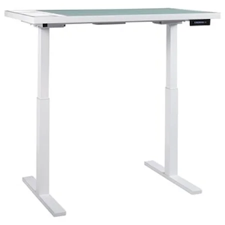 White Finish Standing Desk/Adjustable Height Desk with Electric Powered Lift